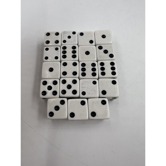 19 16mm White with Black Numbers Six Sided Dice - Picture 2 of 2